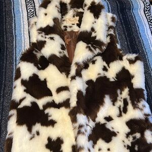 Faux Fur Cow Print Vest size L